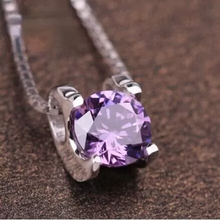 Unique Design Short Collarbone Amethyst Necklace