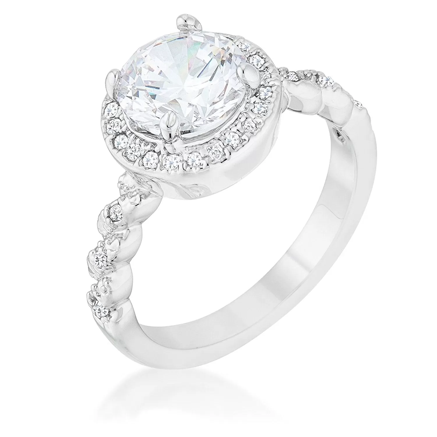 WildKlass 2.2ct Clear CZ Rhodium Plated Classic Ring