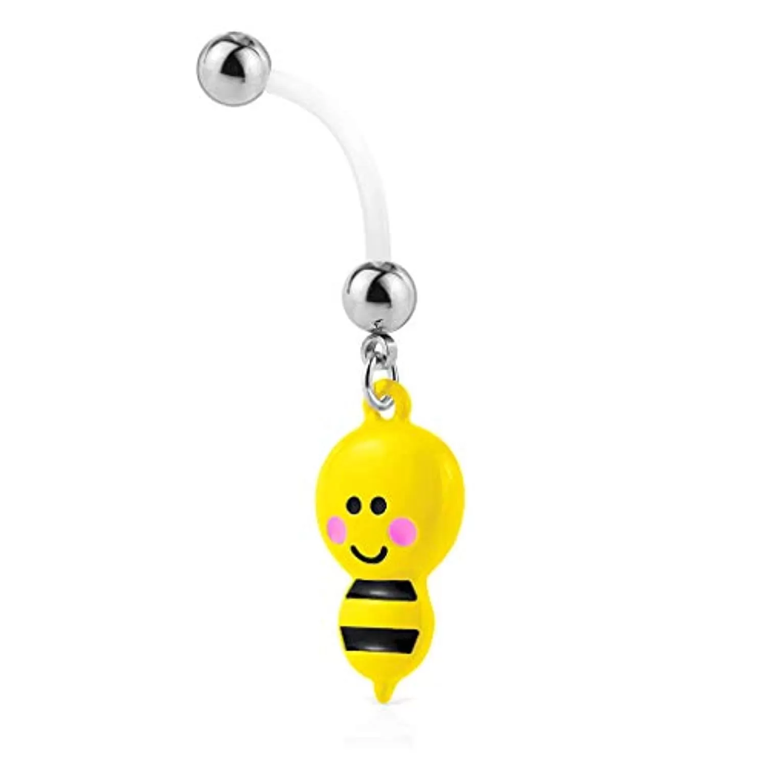 WildKlass Bumble bee Dangle Pregnancy Belly Rings Bioflex with 316L Surgical Steel Balls