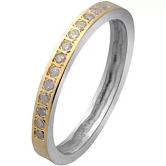 Woman's ring, Diamonds silver and gold ring for woman